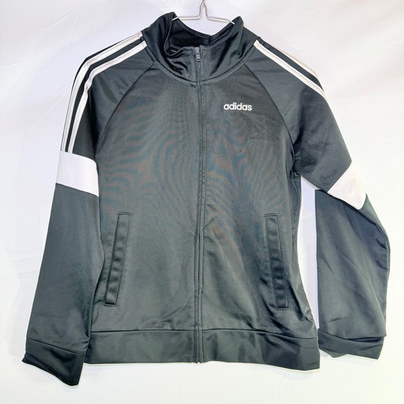 adidas Other - Adidas Kids Black White 3-Stripe Full Zip Track Jacket Size 10/12 Medium